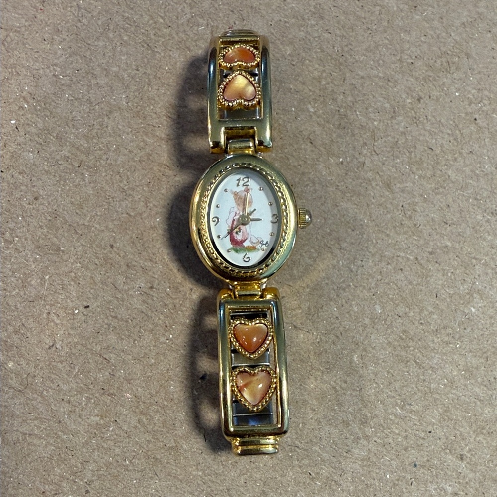 Betty Boop gold tone hearts bracelet watch